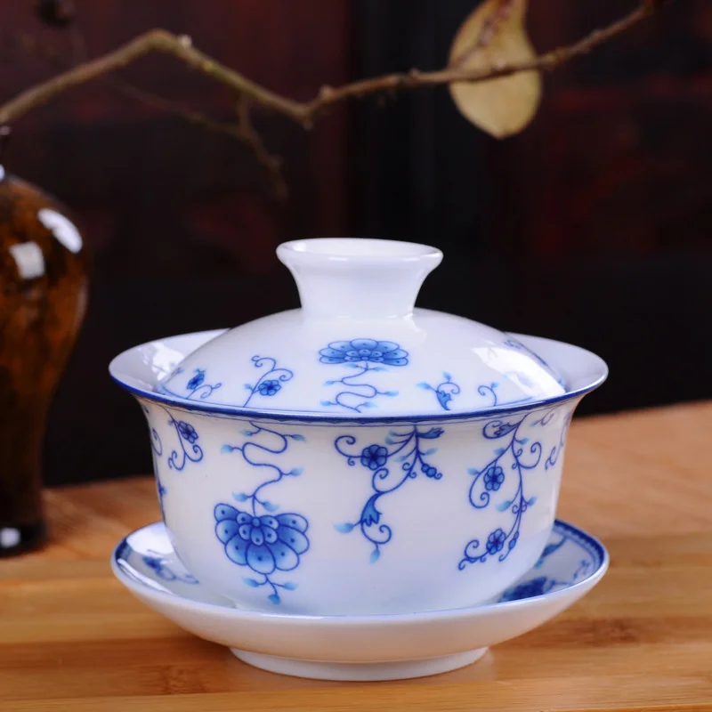 Matcha Bowl Chawan - White Porcelain Blue and White Ceramic