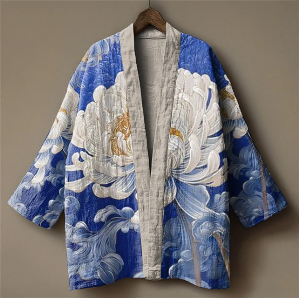 Japanese Crane Print Kimono fo - Kimono Yukata Cotton 评论和价格