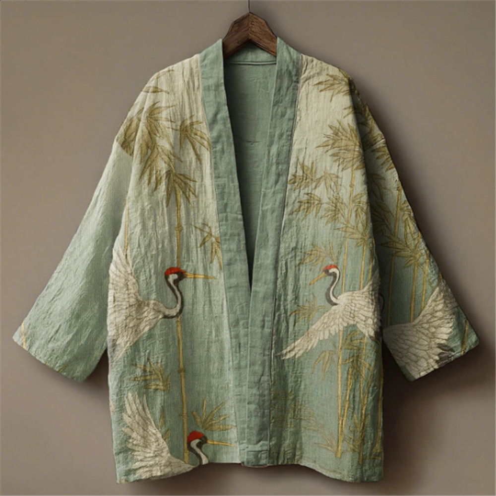 Japanese Crane Print Kimono fo - Kimono Yukata Cotton 评论和价格