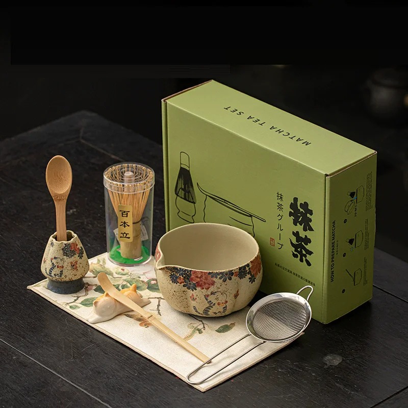 8PCS Japanese Flint red Matcha - Matcha Bowl Chawan 评论和价格