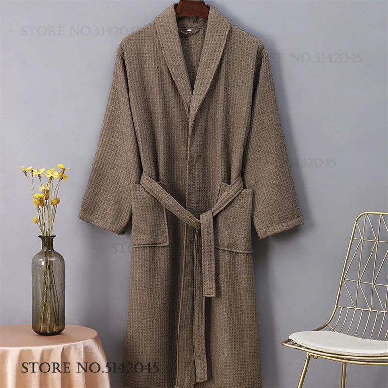 Waffle Cotton Couple Long Robe - Kimono Yukata Cotton 评论和价格