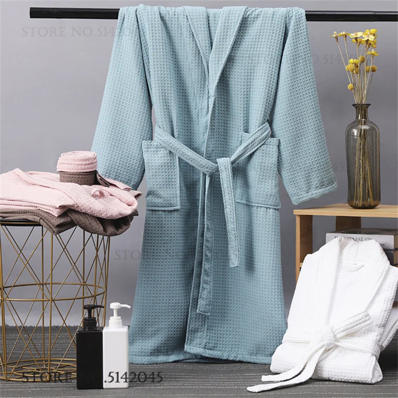Waffle Cotton Couple Long Robe - Kimono Yukata Cotton 评论和价格