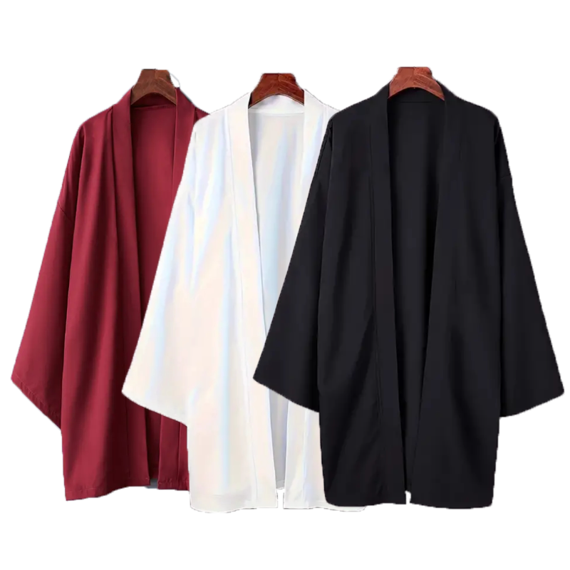 Men's Solid Color Long Sleeve  - Kimono Yukata Cotton 评论和价格
